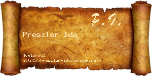 Preszler Ida névjegykártya